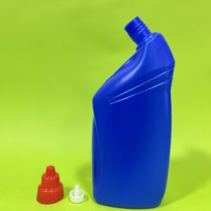 Toilet cleaner bottle 500ml. Blue colour, red cap and insert/plug